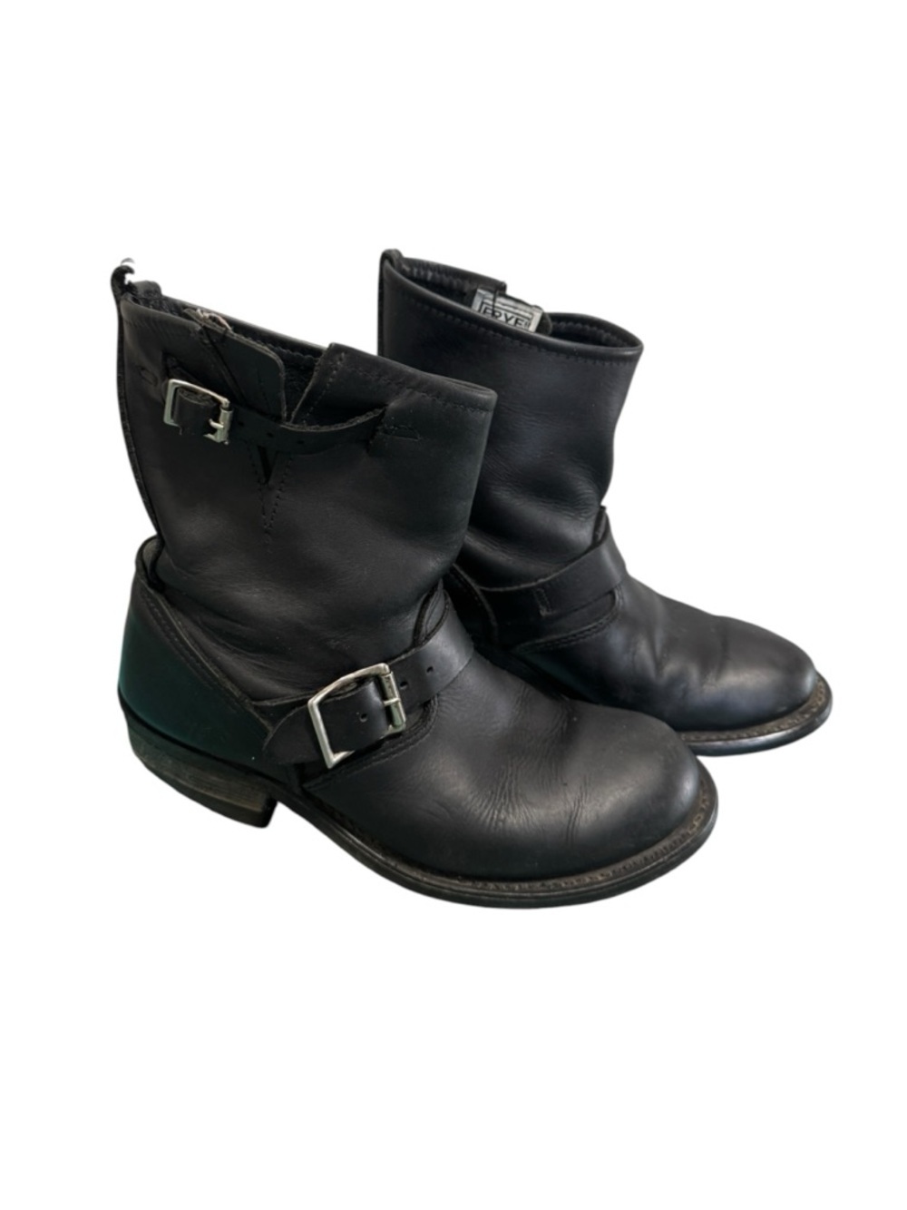 Frye Veronica Shortie Slouchy Boots Black Leather Moto Biker Booties FLAWED